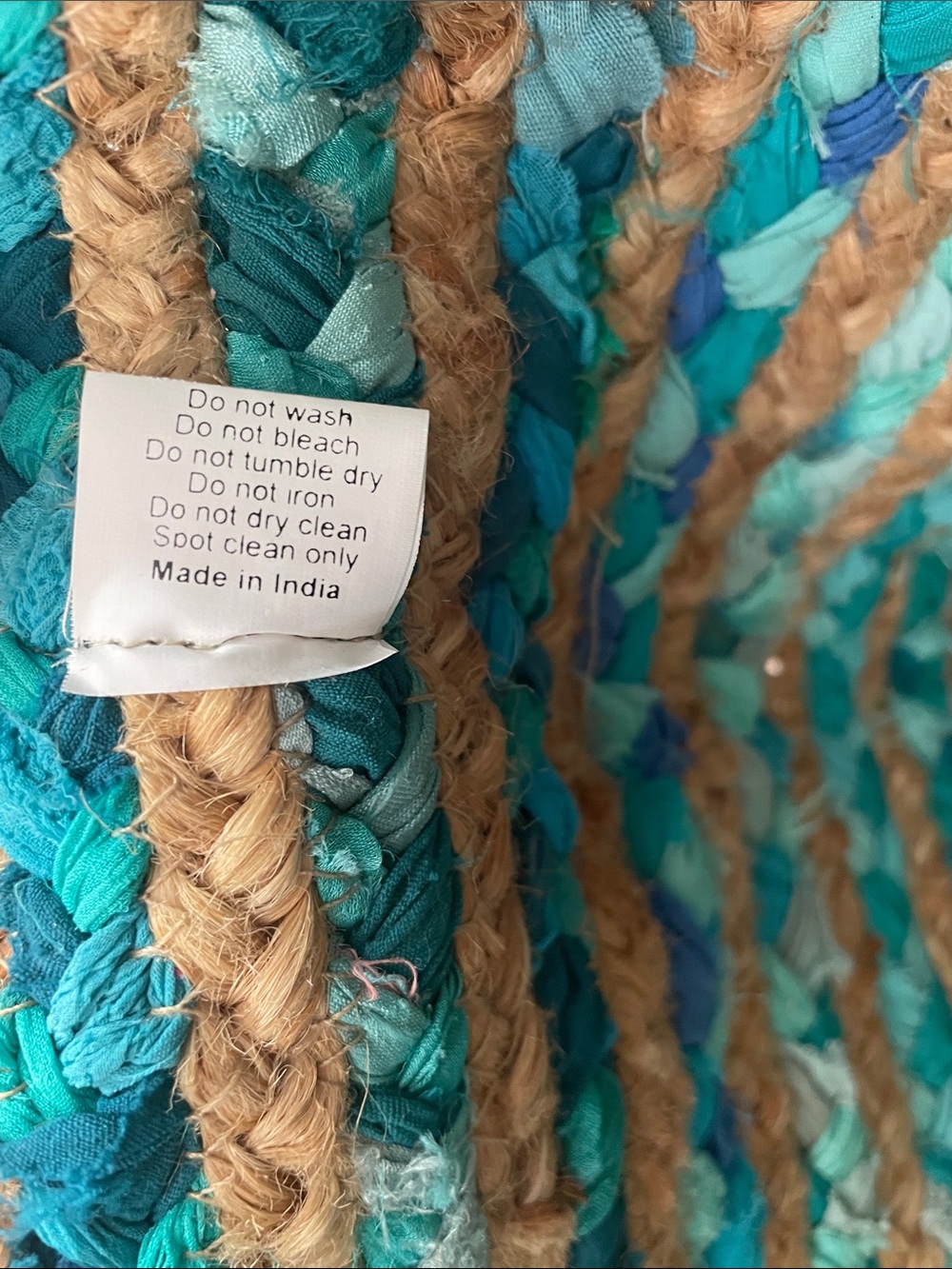Woven Teal and Natural Straw Tote Bag - Unbranded - Picture 8 of 11